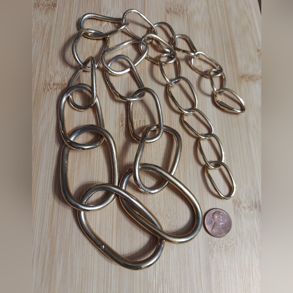 Ralph Lauren Vintage Polished Gold Tone/Large Freeform Rolo Statement Necklace